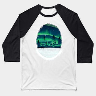 Northern lights sky in winter wonderland Baseball T-Shirt